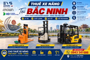 Cho thuê xe nâng ở Bắc Ninh, xe nâng Hyundai, xe nâng Crown, xe nâng Soosung tại Bắc Ninh