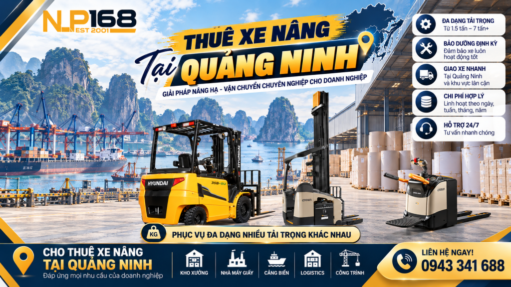 Thuê xe các loại xe nâng dầu xe nâng điện tại Quảng Ninh